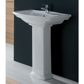 Fienza Washington 560 Wall Basin With Pedestal 560X420mm 1 Tap Hole White