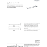 Arcisan Eneo Double Streamline Towel Rail 60cm - Matt Black