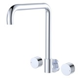 Fienza Kaya Round Taps Squareline Wall Outlet Set - Chrome Sus304 And Lf Brass