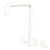 Fienza Kaya Round Taps Squareline Wall Outlet Set - Matte White Sus304 And Lf Brass
