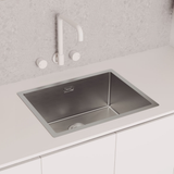 Fienza Kaya Round Taps Squareline Wall Outlet Set - Matte White Sus304 And Lf Brass