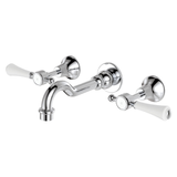 Fienza Lillian Bath Set 1/4 Turn Shepherds Crook Chrome With White Handle