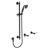 Lillian Lever Rail Fienza Shower Set - Matte Black With Ceramic White Handle