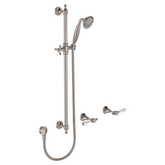 Lillian Lever Rail Fienza Shower Set - Brushed Nickel With Ceramic White Handle