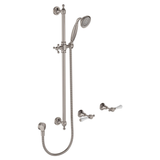 Lillian Lever Rail Fienza Shower Set - Brushed Nickel With Ceramic White Handle