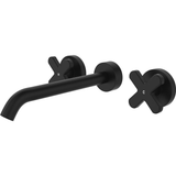Fienza Kaya Cross Taps Wall Basin /Bath 220Mm Outlet Set - Matte Black Lf