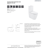 Arcisan Synergii Back to Wall Streamline Toilet Suite Back Inlet Slim Seat