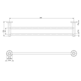 Radii Ss 316 Double Phoenix Towel Rail Round Plate 600Mm Stainless Steel