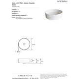 Arcisan Xoni 40 Dia Thin Round Above Counter Streamline Basin - Matt White
