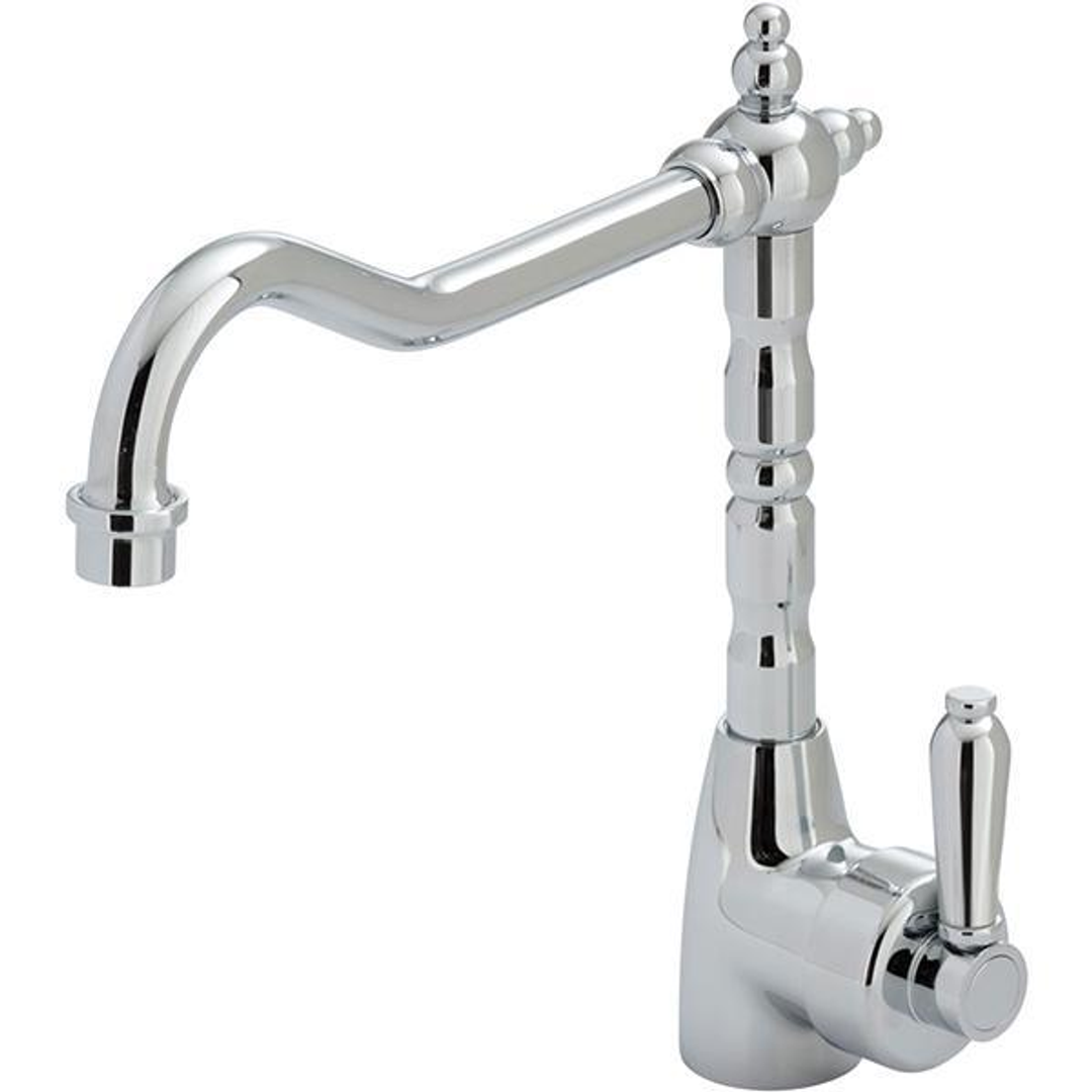 Fienza Eleanor Shepherds Crook Kitchen Sink Mixer - Chrome/Chrome Handle