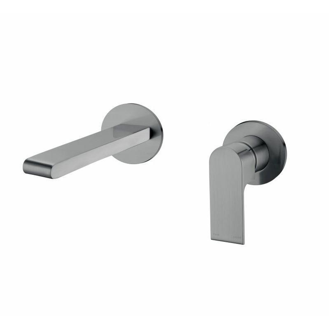 Nero Bianca Wall Basin Mixer With Separate Back Plate - Gun Metal