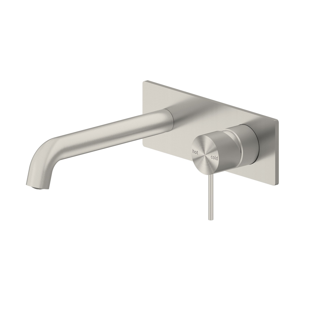 Nero Mecca Wall Basin Mixer 230mm Spout - Brushed Nickel
