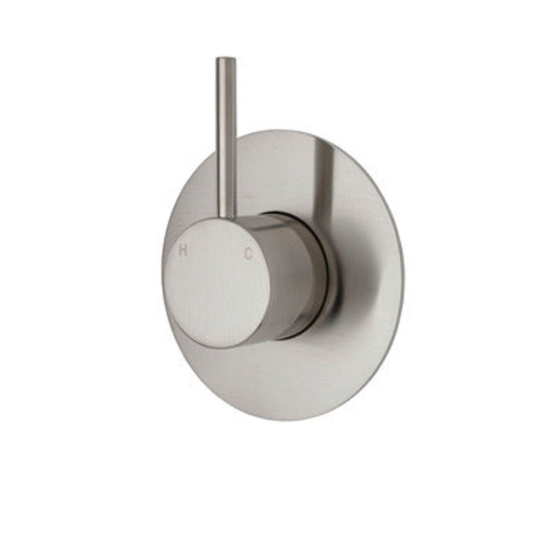 Fienza Kaya Up Wall Mixer - Brushed Nickel Large Round - Brushed Nickel Plate