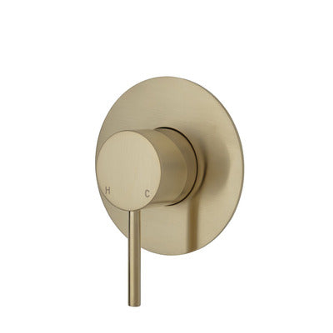 Fienza Kaya Wall Mixer - Urban Brass Large Round - Urban Brass Plate