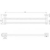 Radii Double Phoenix Towel Rail 600Mm Square Plate - Chrome