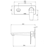Wall Basin/Bath Phoenix Arlo Mixer Set 180mm - Brushed Nickel