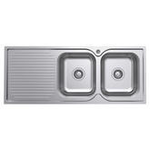 Tiva 1180 Double Fienza Kitchen Sink with Drainer - Right Bowl