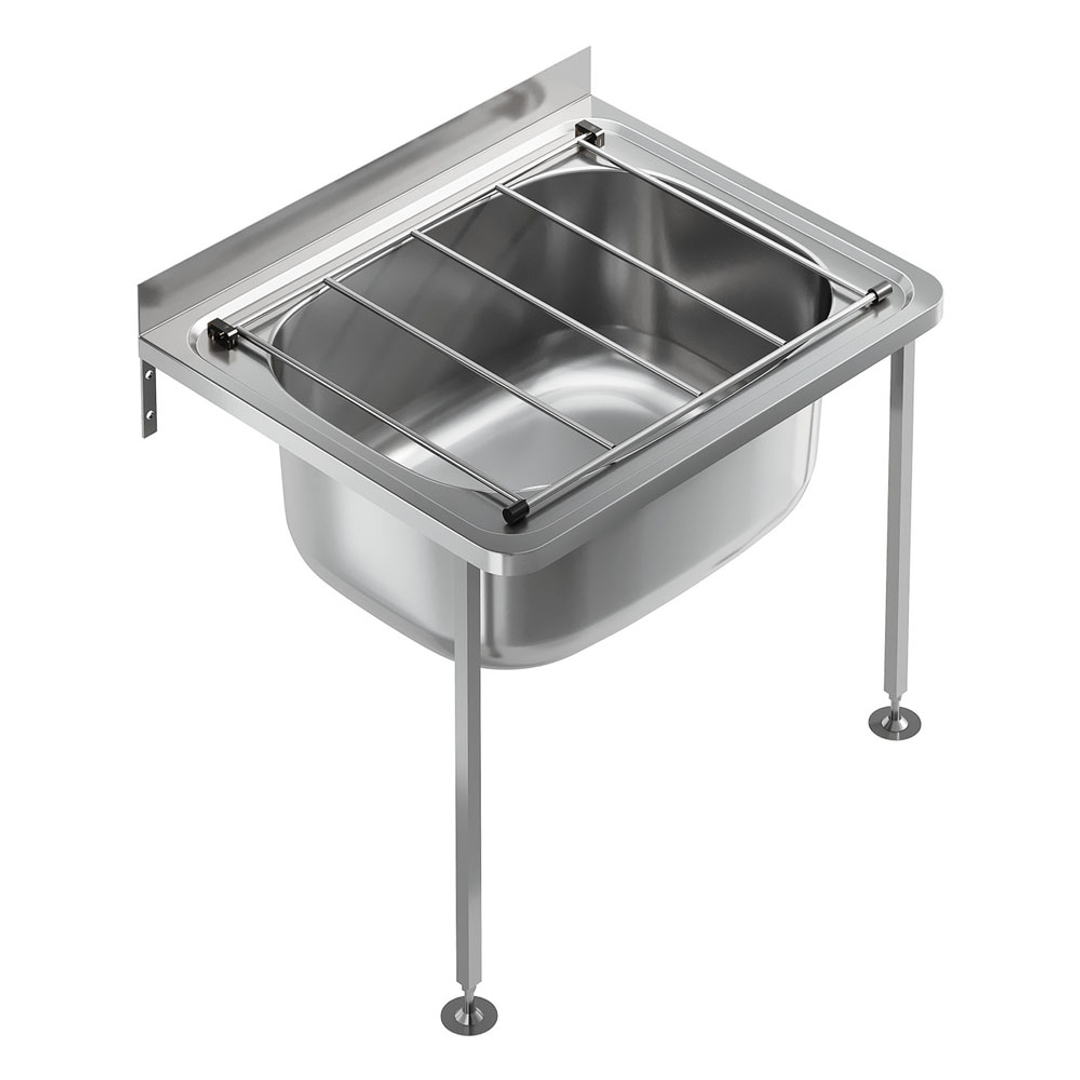 Fienza Cleaners Sink 35L With Grate & Floor Legs (1 Pair) No Waste Inc 555X455X220Mm