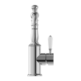 Nero York Basin Mixer With White Porcelain Handle - Chrome