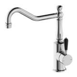 Nero York Kitchen Mixer Hook Spout With Black Porcelain Lever - Chrome