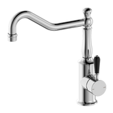 Nero York Kitchen Mixer Hook Spout With Black Porcelain Lever - Chrome