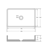 Rimini Concrete BNK Basin  506 X 326 X 100mm - White Sandstone
