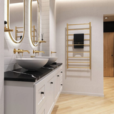 Kaya Round Heated Fienza Towel Rail 9 Bars 600 X 1200 X 100mm - Urban Brass