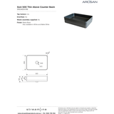 Arcisan Xoni Thin Rect Above Counter Streamline Basin 500mm X 350mm - Matt Black
