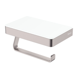 Fienza Tono Toilet Roll Holder With Glass Shelf Sus305 - Brushed Nickel/White