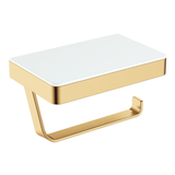 Fienza Tono Toilet Roll Holder With Glass Shelf Sus307 - Urban Brass/White