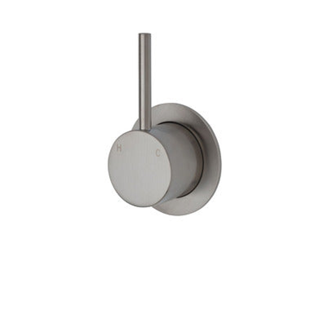 Fienza Kaya Up Wall Mixer With Minimal Round Plate - Brushed Nickel