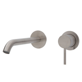 Kaya Basin/Bath Wall Fienza Mixer Set Round Plates 200mm Outlet - Brushed Nickel/Brushed Nickel