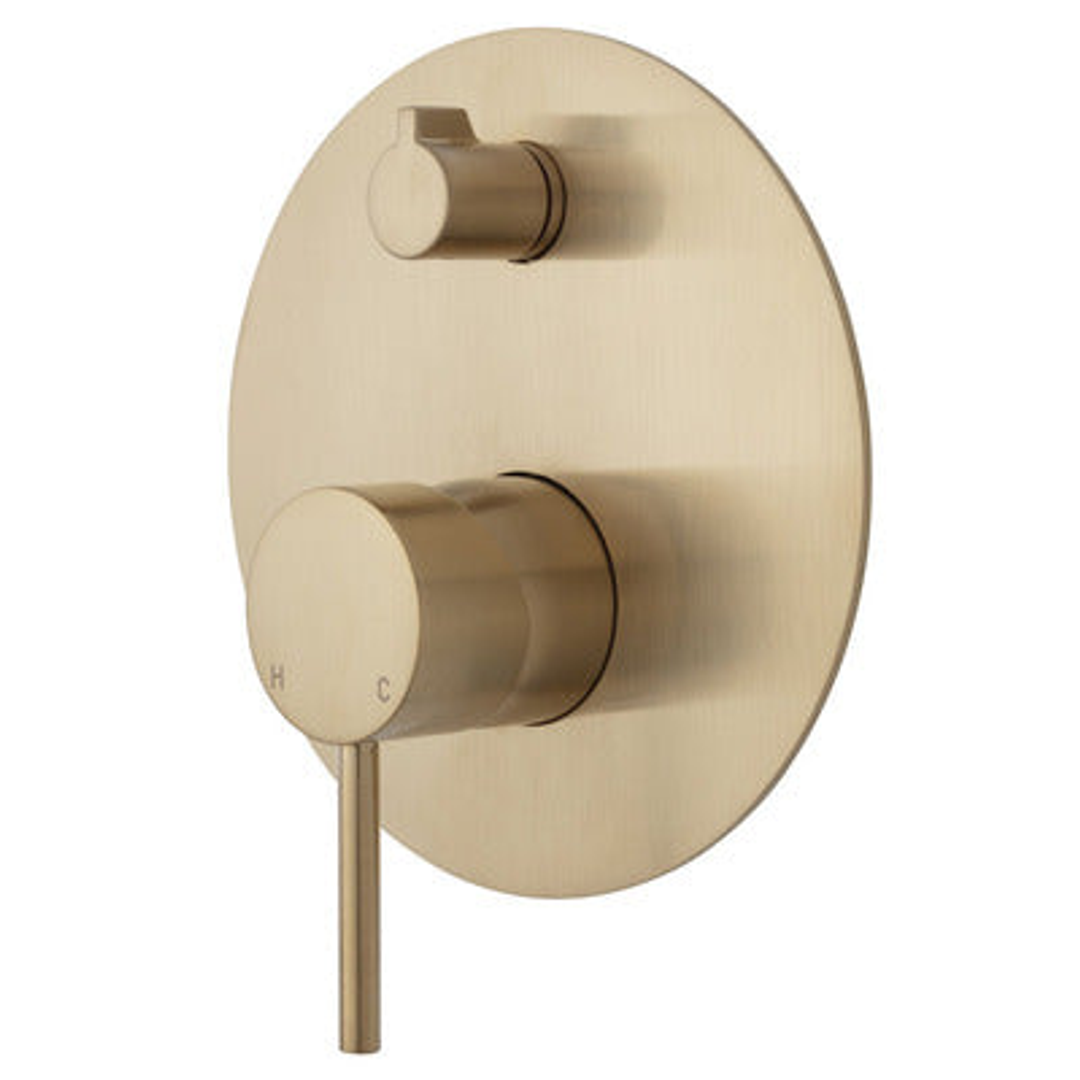 Fienza Kaya Diverter Mixer - Urban Brass Large Round - Urban Brass Plate