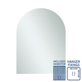 Aspen Polished Edge Arch Thermogroup Mirror 750x1000mm with Hangers and Demister