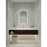 A Series Arch Backlit Remer Mirror With Demister - Baltic Brass Frame