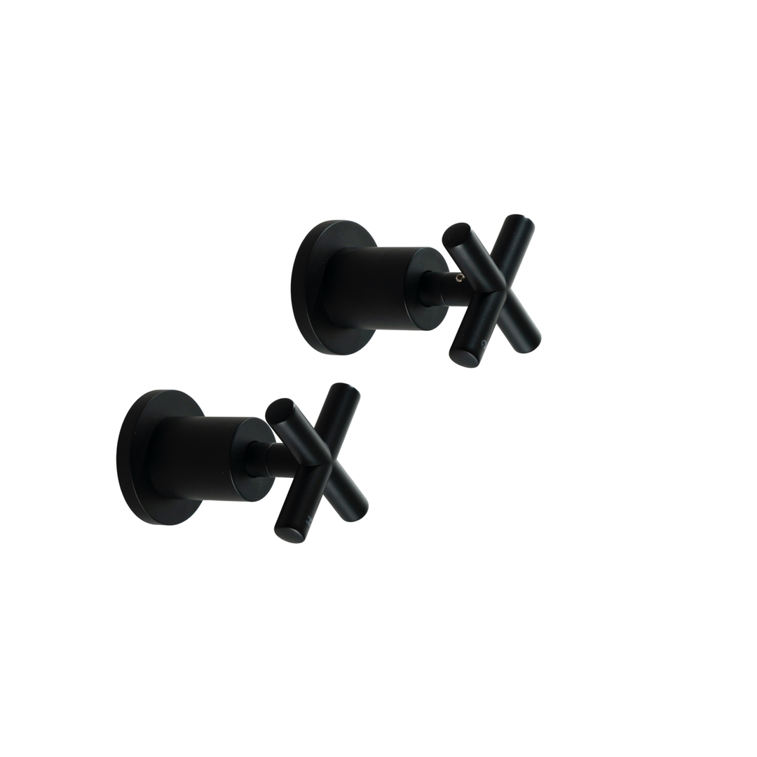 Aspire Midnight Wall Top Assembly Cross Handles (Pair) - Matte Black