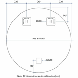 Rio Polished Edge Round Thermogroup Mirror 800mmØ - With Hangers and Demister