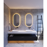 Backlit Pill Shape Thermogroup Mirror 500x1000x45mm 61Watts - Warm Lights