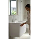 Aspire Unity II 900 Wall Hung Vanity 1 Tap Hole C/Q Sq Ceramic Top - White