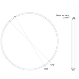 Contractor 600mm Diameter Round Black Frame Thermogroup Mirror with Demister