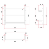 Straight Round Polished Budget Thermorail Ladder - 550x450x122mm 33Watts 3 Bars
