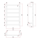 Straight/Square Thermorail 500x800x120mm 81Watts 6 Bars
