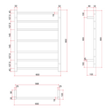 Straight Round Polished Budget Thermorail Ladder - 600X800X122mm 80Watt 7 Bar