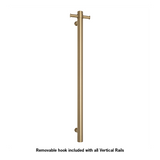 Thermoril Verticle Towel Bar Straight/Round With Hook 900x142x100mm 12V - Brushed Brass (24Watt)