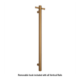 Thermoril Verticle Towel Bar Straight/Round With Hook 900x142x100mm 12V - Brushed Gold (22Watt)