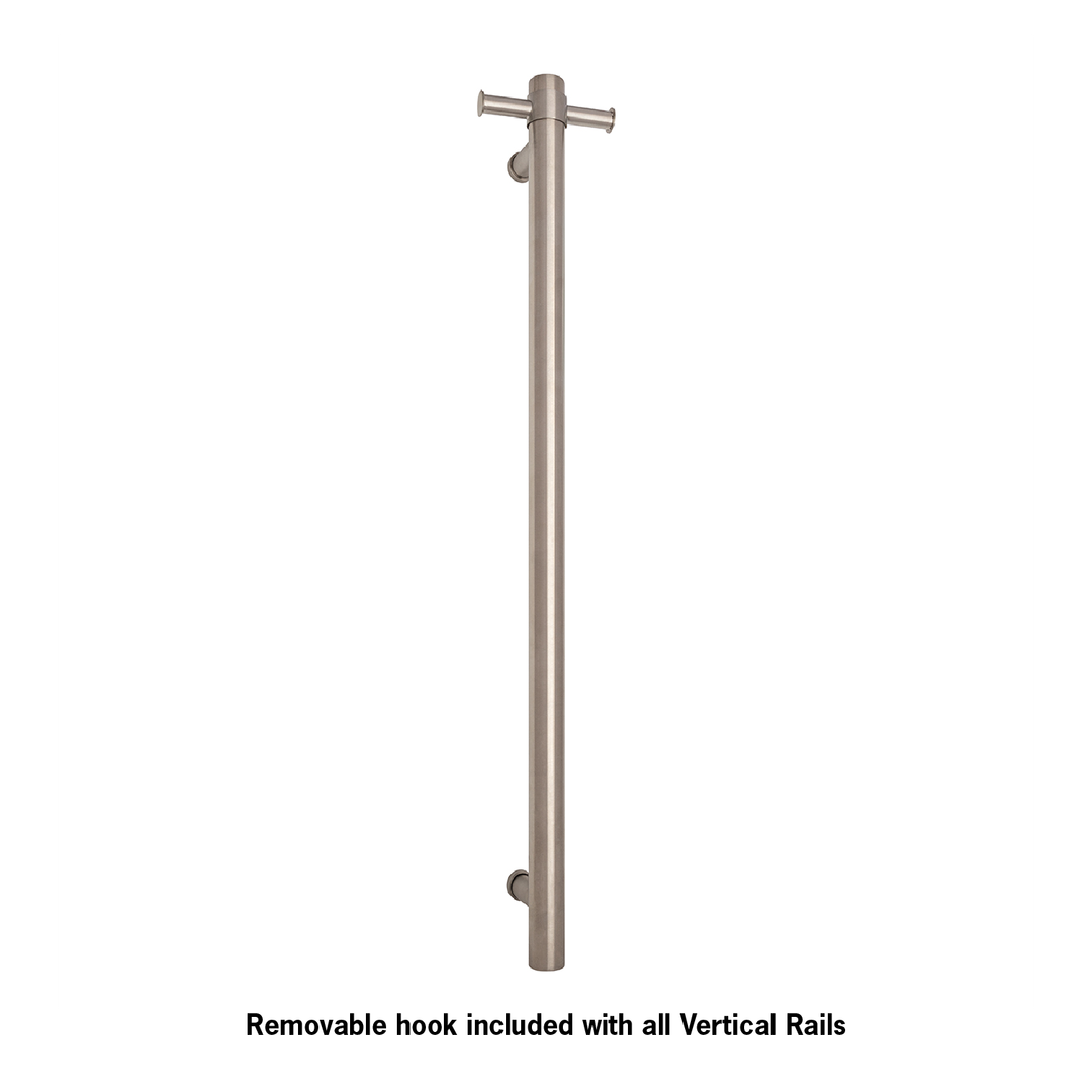 Thermoril Verticle Towel Bar Straight/Round With Hook 900x142x100mm 12V - Brushed Chrome (22Watt)