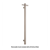 Thermoril Verticle Towel Bar Straight/Round With Hook 900x142x100mm 12V - Brushed Chrome (22Watt)