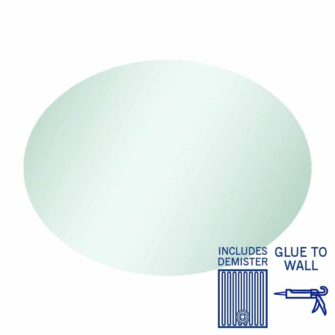 Thermogroup Cody Polished Edge Oval Mirror 600x800mm - Glue to Wall and Demister