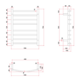 Curved Round Polished Thermorail Ladder - 530x700x150mm 78Watts 8 Bars