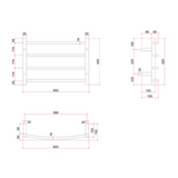 Curved Round Polished Thermorail Ladder - 600x420x150mm 45Watts 4 Bars